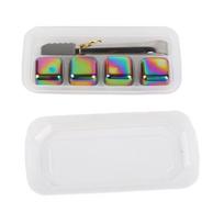 Metal Ice Cubes Stainless Steel Reusable Quick Chilling Clean Whiskey Stone with Ice Tong for Drink Colorful