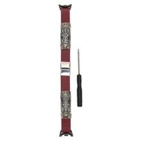 Watch Band PU Leather Alloy Vintage Replacement Smart Watch Wristband for Mi Band 8 Brown ruda