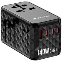 Verbatim Kelioninis Adapteris Eu/Uk/Us Ganusb-A/3Xusb-C Pd 140W Uta-10 Juodas/Black 32125