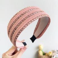 PROLY New Fashion Hair Accessories For Women Wide Side Headband PP Woven Casual Headband Shining Rhinestone Hairband Summer