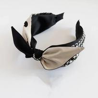 PROLY New Fashion Headband For Women Wide Side Bowknot Headwear Classic Houndstooth Patchwork Turban Hair Accessories