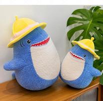 60cm Cute Cartoon Plush Stuffed Toy Soft Sofa Pillow with Hat Shark Large Doll Birthday Gift Kawaii Room Decoration 30cm