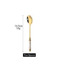 Gold Ceramic Tableware Tea Fork Spoon Knife Set Vintage Flatware Cutlery Set Stainless Steel Dinner Dinnerware Silverware Set