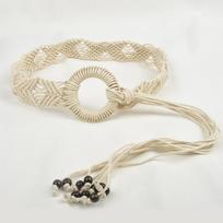 Ethnic Style Waist Seal Wax Rope Woven Belt Retro Skirt Decoration Female Bohemian Waist Pastoral Style Skirt smėlis