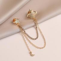 Personalized Planet Chain Brooch High-end Sense Light Luxury High-end Women's Suit Sweater Jacket Corsage Korean Edition Delicate Pin