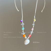 Conch ceramic wax rope shell pendant necklace ocean vacation style collarbone chain fashion temperament high-end jewelry women