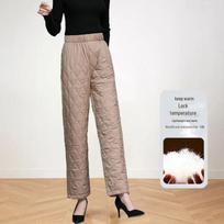 Women's High-Waist Wide-Leg Cotton Pants - Plus Size, Warm, Thick for Autumn/Winter 2025 3XL [75-82 kg] chaki