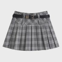 Moteriškas rudeniškas retro languotas aukštos juosmens klostuotas midi sijonas su apsauga nuo atidengimo šortais M (for 96-108 jin)