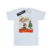 Disney Mens Mickey Mouse Vintage Christmas T-Shirt S balta