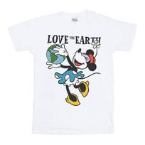Disney Mens Mickey Mouse Love The Earth T-Shirt S balta