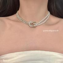 Luxury Diamond-Set Pearl Choker for Women - Fashionable and Versatile High-End Necklace