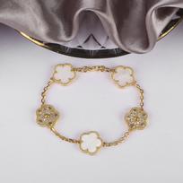 Classic 15mm Five Leaf Flower Adjustable Bracelet Natural Gem Simple Woman Flower Bracelet For Party Wedding Gift Free Shipping Gold gray