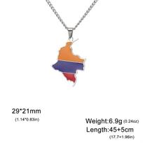 Enamel Colombia Map Necklace Women Men Stainless Steel Trendy Colombiana Flag Pendant Chains Ethnic Jewelry Gifts