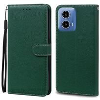 Skirta Motorola G04 dėklas Odinė piniginė Atverčiamas telefono dėklas Skirta Moto G04 dėklas Knygos tipo dangtelis Skirta Motorola Moto G04 dėklas Dangtelis Fundas Korpusas For Moto G04 tamsiai žalia spalva