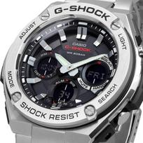 Casio G-Shock G-STEEL GST-S110D-1A Vyriškas laikrodis, Pilnas nerūdijančio plieno korpusas, Tough Solar, Analoginis-Skaitmeninis, Sluoksniuota apsaugos konstrukcija, Atsparus vandeniui iki 200 m