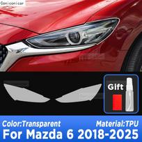 Automobilio priekinių žibintų apsauga Skaidri apsauginė plėvelė nuo įbrėžimų TPU lipdukai MAZDA 6 2018-2025 priedai Transparent red