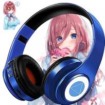 Nakano Miku Bluetooth Ausinės su Bluetooth Belaidės Laidinės Belaidės Dvigubos Anime Cosplay Garso Laidas TF Kortelė Kolegijos Dovana Mikrofonas, Laisvų Rankų mėlyna