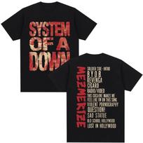 Rock Band System of A Down Mezmerize Album T-shirt, Hip-hop Harajuku Retro 2025 Summer Pure Cotton 100% Printed T-shirt S juoda