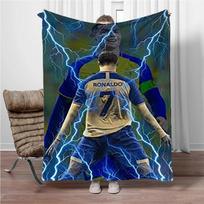 3D Goat Football Star R-Ronaldo Flannel Blanket Living Room Sofa Camping Picnic Office Bed Trave Warm Throw Blanket Holiday Gift 75x90cm