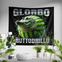 Aertemisi Glorbo Fruttodrillo Italian Brainrot Funny Meme Tapestry Wall Hanging Art for Bedroom Living Room Decor Party Backdrop 100X70CM gray