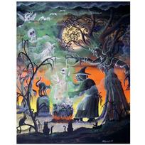 Diamond Painting Cross Stitch Skull Halloween Witch Diamond Embroidery 20X30CM