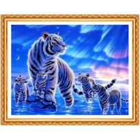 Deimantų tapyba Deimantiniai siuvinėjimai Gyvūnai Tigras 5d Pasidaryk pats Deimantiniai dažai Visiškai apvalūs deimantiniai dažai 20X30CM blue