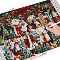 Full Square Round Diamond Painting Santa Claus Diamond Embroidery Cartoon Mosaic Christmas Gift Craft Kit Full Round (20X30CM) gray