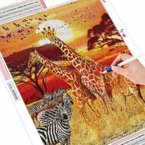 Deimantiniai paveikslai Saulėlydis Gyvūnai Deimantiniai Siuvinėjimai Išpardavimas Žirafa Zebra Kalnų krištolų nuotraukos Mozaikos apdaila Full Square (20X30CM) brown