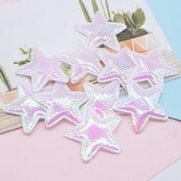 50Pcs 40mm Padded AB White Star Applique Flatback Scrapbooking Ornamnet Patches Accessories DIY Crafts Supplies balta