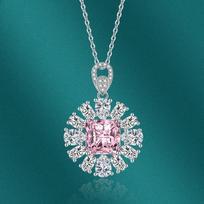 BELLA BOX Flower Pendant Necklace Multiple Colour Fashion Wedding Engagement Jewelry rožinė