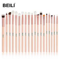 BEILI Profesionalūs Pink Rose akių makiažo šepetėliai Ožkos sintetinių plaukų pagrindo makiažo šepetėlių rinkinys Eyeshadow Akių pieštukas pinceaux de maquillage su laikikliu 19pcs