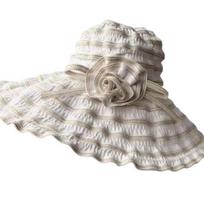 Beach Hat Dome Washable Elegant Beautiful Wide Brim Floral for Holiday balta
