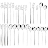 30Pcs Black Cutlery Set Mirror Dinnerware Knife Dessert Fork Spoons Flatware Western Stainless Steel Silverware Party Kitchen Tableware Set sidabras