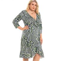 Plius Sise Xl-5xl Madingos Lieknos suknelės Rudens Nauja Europos Amerikos Suknelė Moteriški Kaklo raukiniai Mėlyni Motinos Drabužiai XL mėlyna