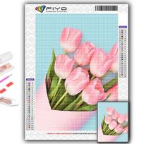 5D DIY Diamond Embroidery Flowers Tulips Diamond Painting Mosaic Home Decoration Full Round 20X30CM pink