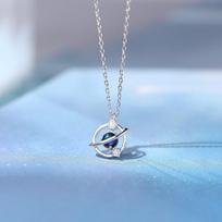925 Sterling Silver Link Chain Zircon Planet Pendent Necklace For Women Girls Party Wedding Jewelry Choker Dz145