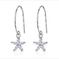 New Fashion Female Crystal Starfish Drop Earrings Jewelry Fashion 925 Sterling Silver Earrings Lady Christmas Accessories white