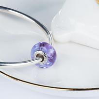 Violetinė glazūra žvaigždės formos cirkonis Murano stiklo karoliukai, pakabukai 925 sterlingų sidabro, tinka apyrankės papuošalai madingi VDLL029