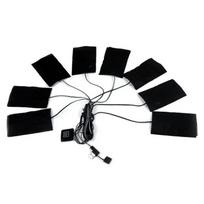 8 viename elektrinė USB striukė, drabužių šildymo pagalvėlė, žieminė liemenė, šildomos šildyklės pagalvėlės, pluošto šildytuvas, vandeniui atspari juoda