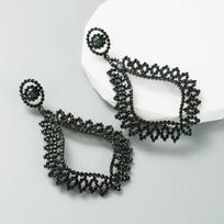 Women's Drop Earring Alloy Inlaid Color Crystal Exaggerated Long Rhinestone Hollow Temperament High Quality Earring OneSize smėlis