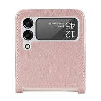 Nesubraižytas prabangus odinis telefono dėklas, skirtas Samsung Galaxy Z Flip 4 5g Flip4 Flip 3 Flip3 Zflip4 kortelės lizdo Funda dangtelis for samsung z flip rožinio aukso spalvos
