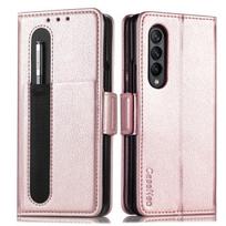 Kortelės lizdo odinis telefono maišelio dėklas, skirtas Samsung Galaxy Z Fold 4 5g Fold3 Fold4 Fold 3 S rašiklio laikiklio dangtelis, skirtas Samsung Z Fold4 dėklams for samsung z fold 3 rožinio aukso spalvos