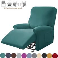 Solid Color Recliner Sofa Cover Stretch Single Sofa Covers For Living Room Elastic Split Furniture Lounger Chair Protector Cover blue