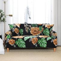 Gėlių rašto sofos užvalkalas svetainei Elastingas spandex sectional sofos užvalkalas Elastingas Naujas namų dekoras Sofos dėklas 1 /2 /3 /4 vietų 1 seat (90-140cm) black