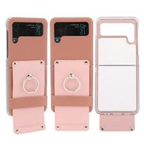 Pietų Korėjos mados „Miss Ring“ dėklas, skirtas „Samsung Galaxy Z Flip 4“, 5 g sulankstomas verslo odinis dangtelis, apsaugantis nuo smūgių „Flip3 Flip 3“ dėklas Flip4 rožinė