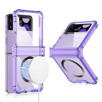 For Samsung Galaxy Z Flip 4 Magsafe Magnetic Wireless Charging Case Colorful Transparent Folding Hinge Shockproof Hard Back Case For Galaxy Z Flip 4 violetinė
