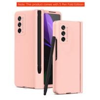 S rašiklio laikiklis viso korpuso Zfold4 mobiliojo telefono dėklas, skirtas Samsung Galaxy Z Fold 4 5g sulankstomas 3 sulankstomas 2 sulankstomas 3 2 sulankstomas 4 grūdinto stiklo plėvelė for Samsung Z Fold 2 rožinė