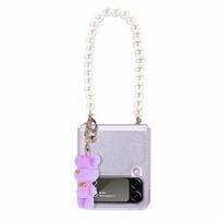 Anti -Dust Slim Lanyard Leather Phone Bag Case For Samsung Galaxy Z Flip 4 5g Flip4 Non -Slip Protective Cover For Samsung Flip4 for Samsung Z Flip 4 šviesiai violetinė spalva