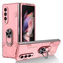 Dėklas Samsung Galaxy Z Fold 3, nematomas žiedo laikiklis, stovas, apsauga nuo įbrėžimų Zfold3, smūgiams atsparus, prabangus sulankstomas dangtelis For Samsung Z Fold 3 rožinė