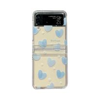 For Samsung Z Flip 4 Case Ins Heart Transparent Folding Phone Case For Galaxy Z Flip 3 5g Zflip4shockproof Hard Pc Back Cover For Samsung Z Flip 3 mėlyna